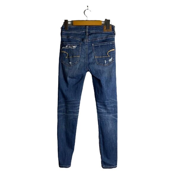 American Eagle Women's Medium Indigo Distressed Hi-Rise Jegging - Picture 5 of 9